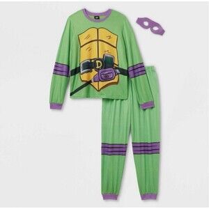 Teenage Mutant Ninja Turtles Men's 3PC Donatello Sleepwear Pajama Set Costume: L